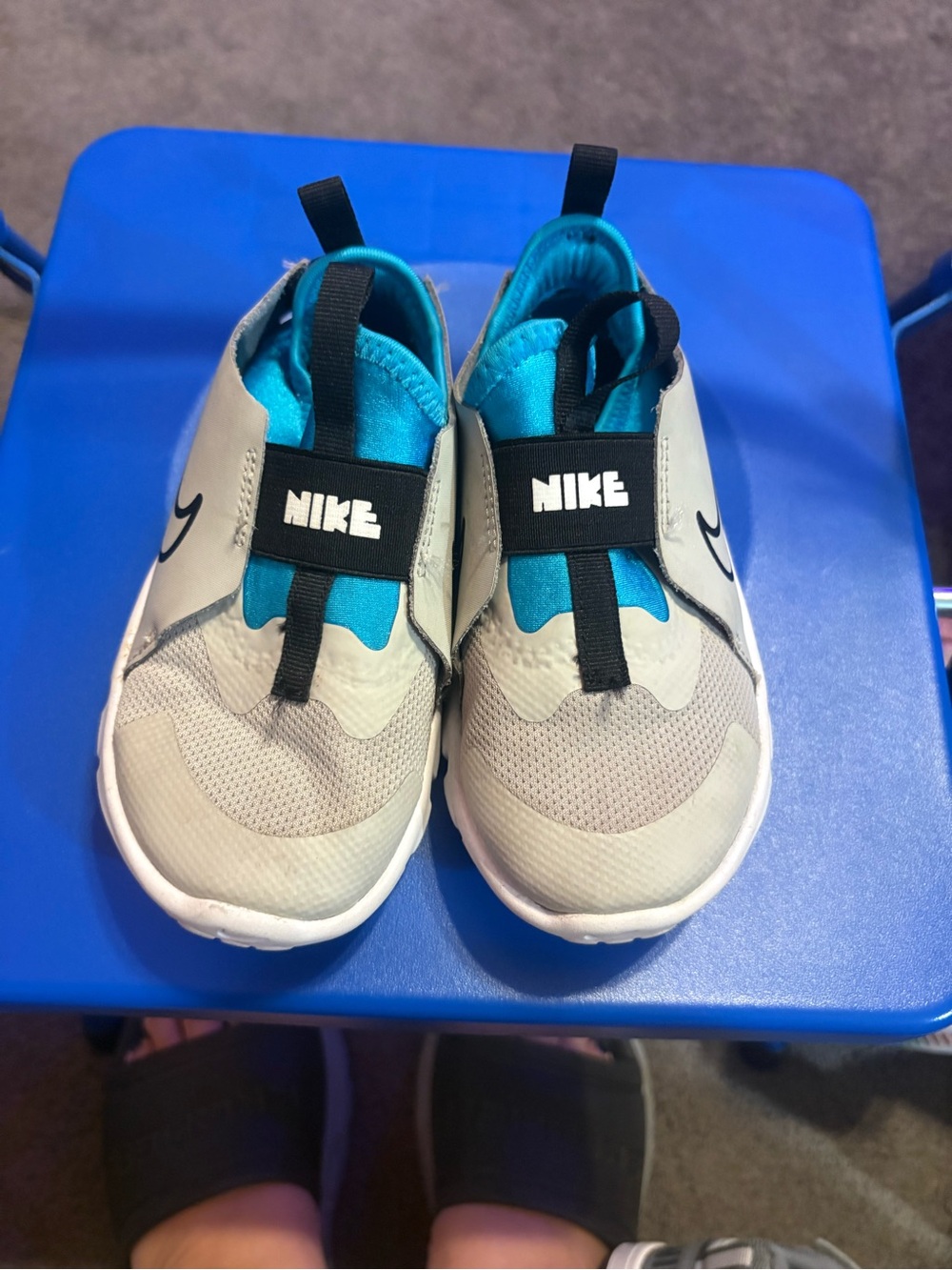 Nike Kids Slip-On Sneakers in Gray & Teal